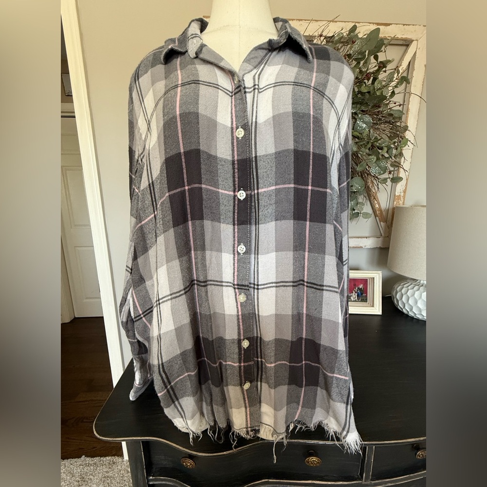 Super soft Plaid flannelShirt - Gray and Pink